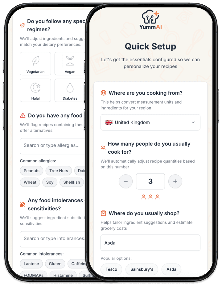 Interactive toggles affecting recipe